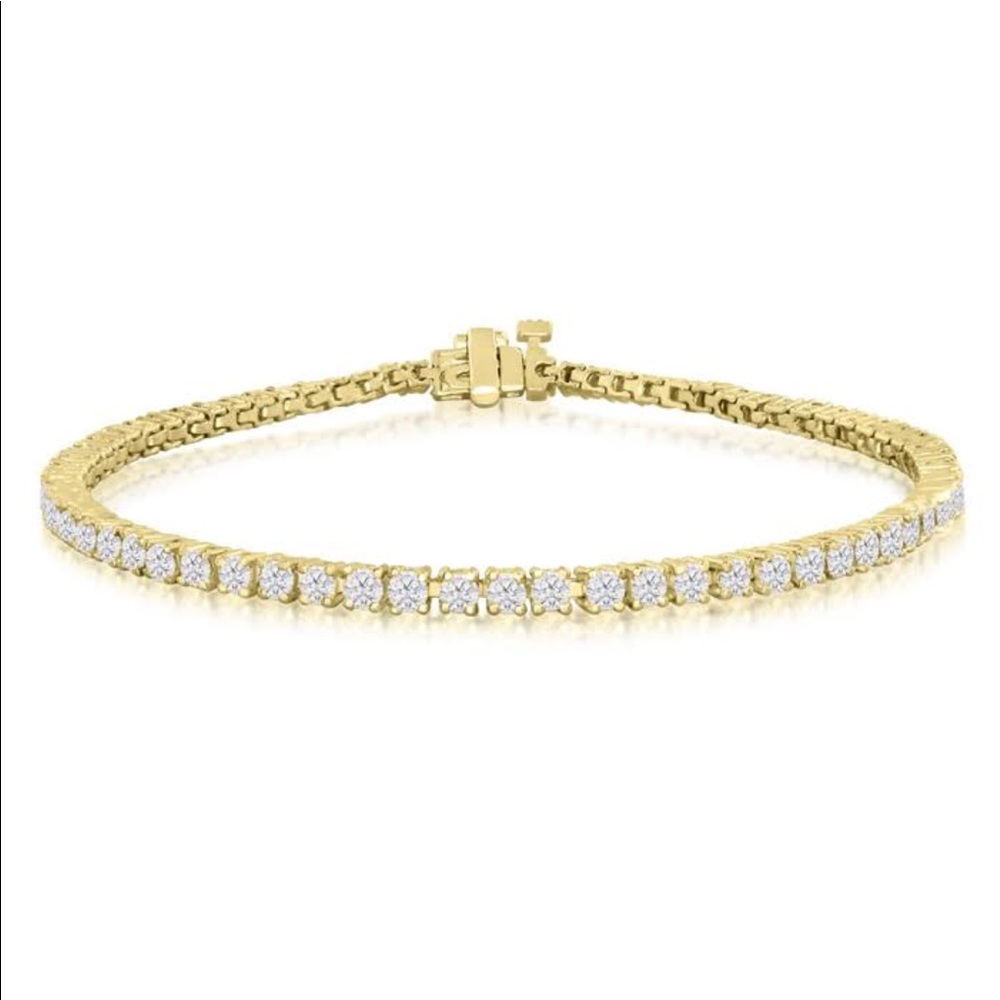 14k Yellow Gold 3 1/2 ctw Diamond Tennis Bracelet